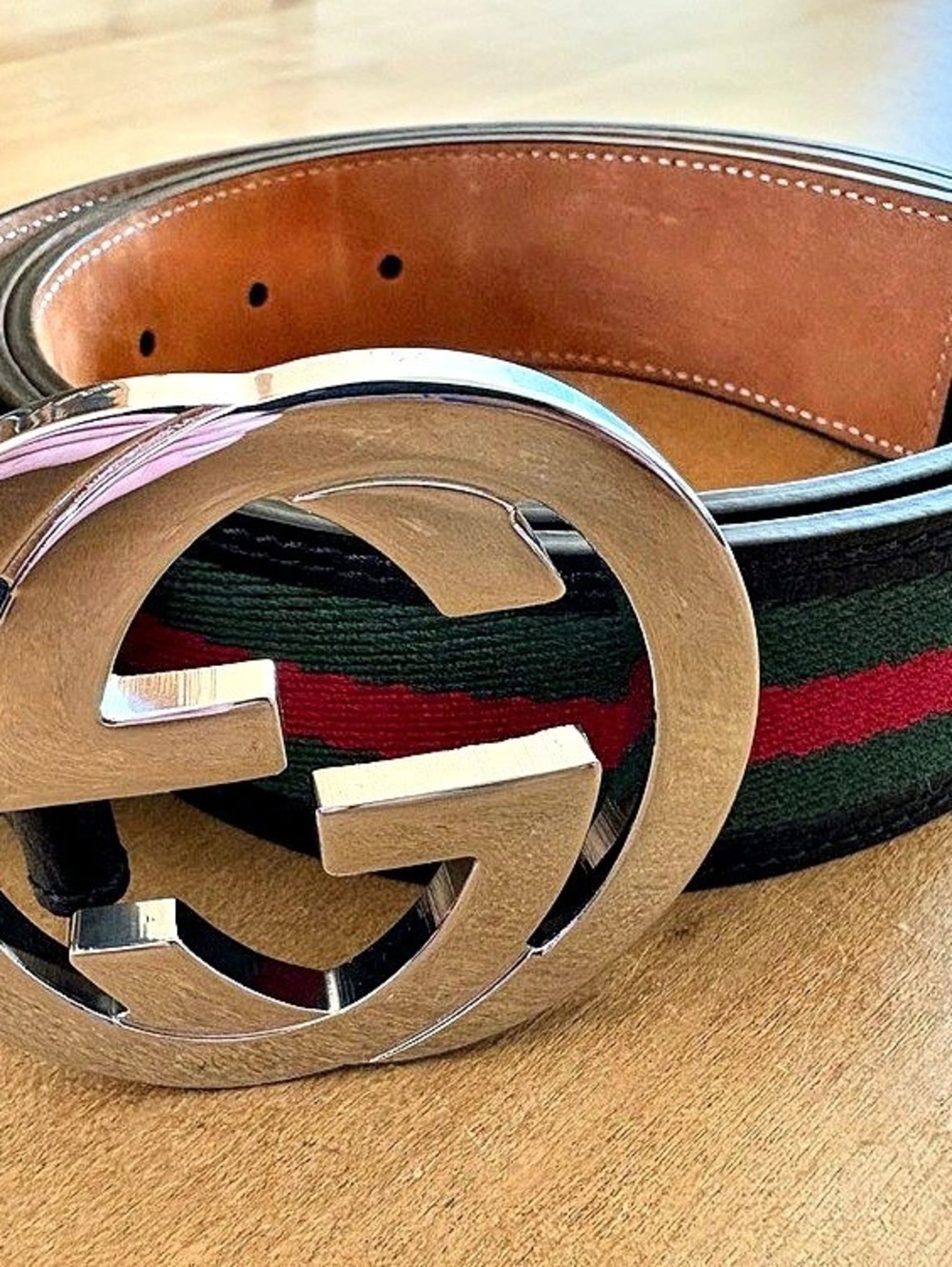 Gucci Interlocking G Web Stripe Belt Black & Green
